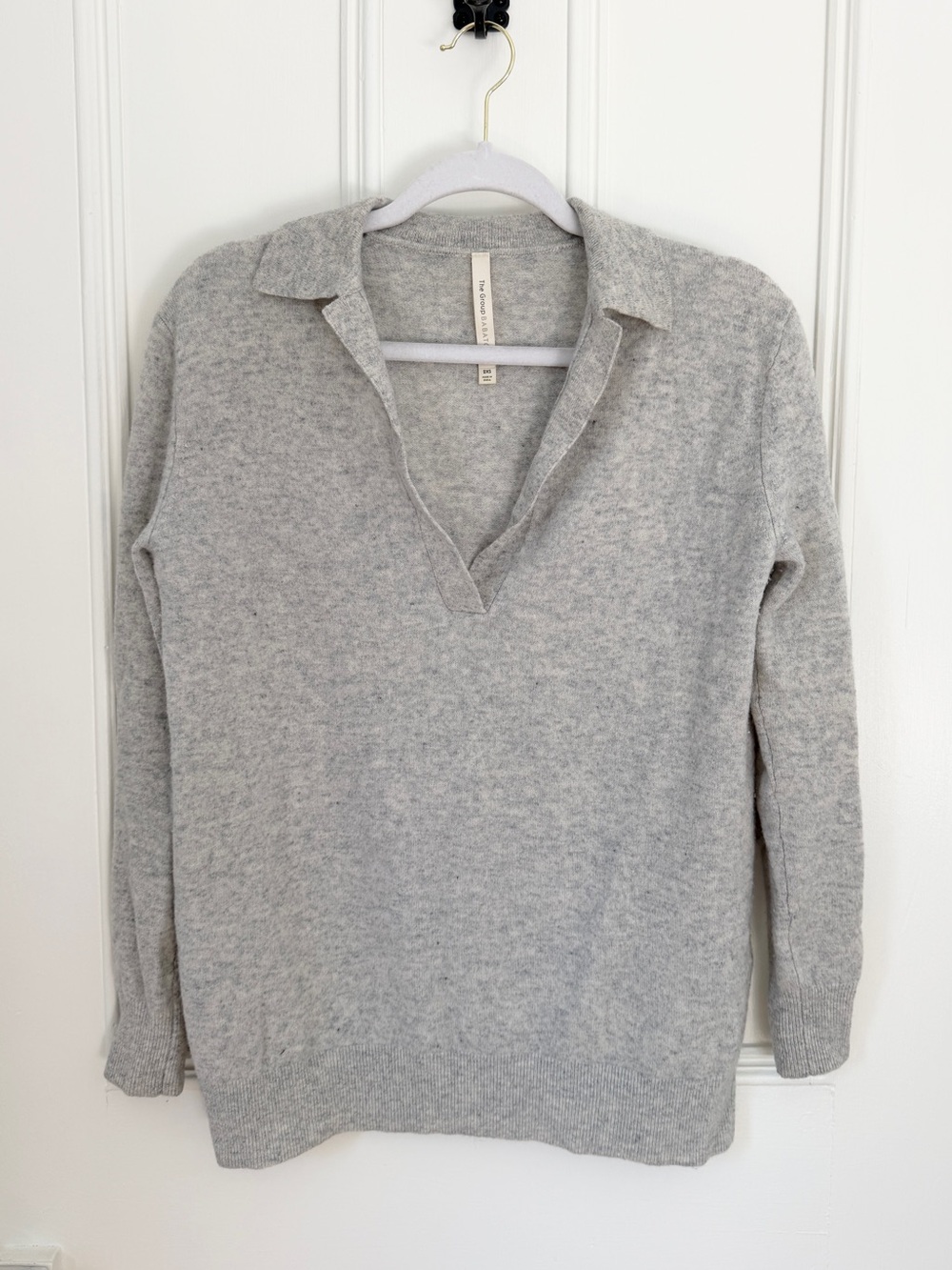 Babaton Grey Collared V-Neck Sweater | 2XS (fits like a Small)